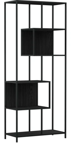 Notting Hill Bokhylla med baksida 185x77x35 cm Svart