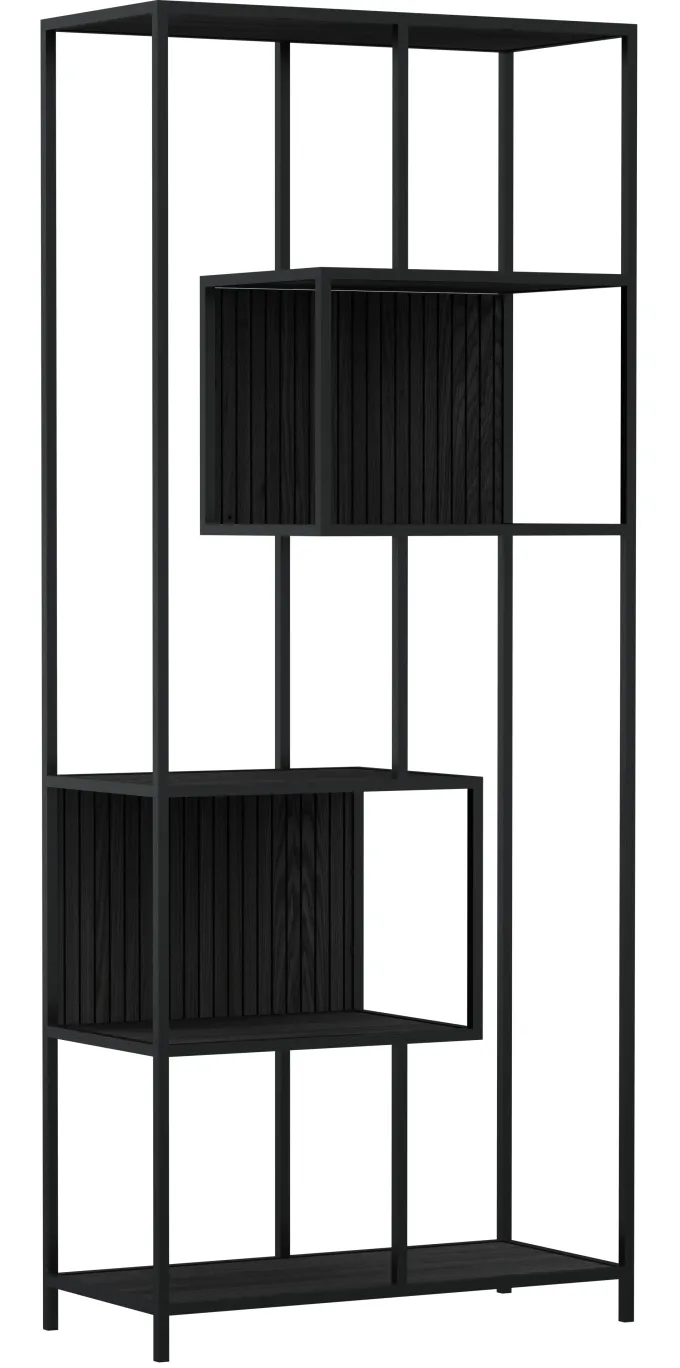 Notting Hill Bokhylla med baksida 185x77x35 cm Svart