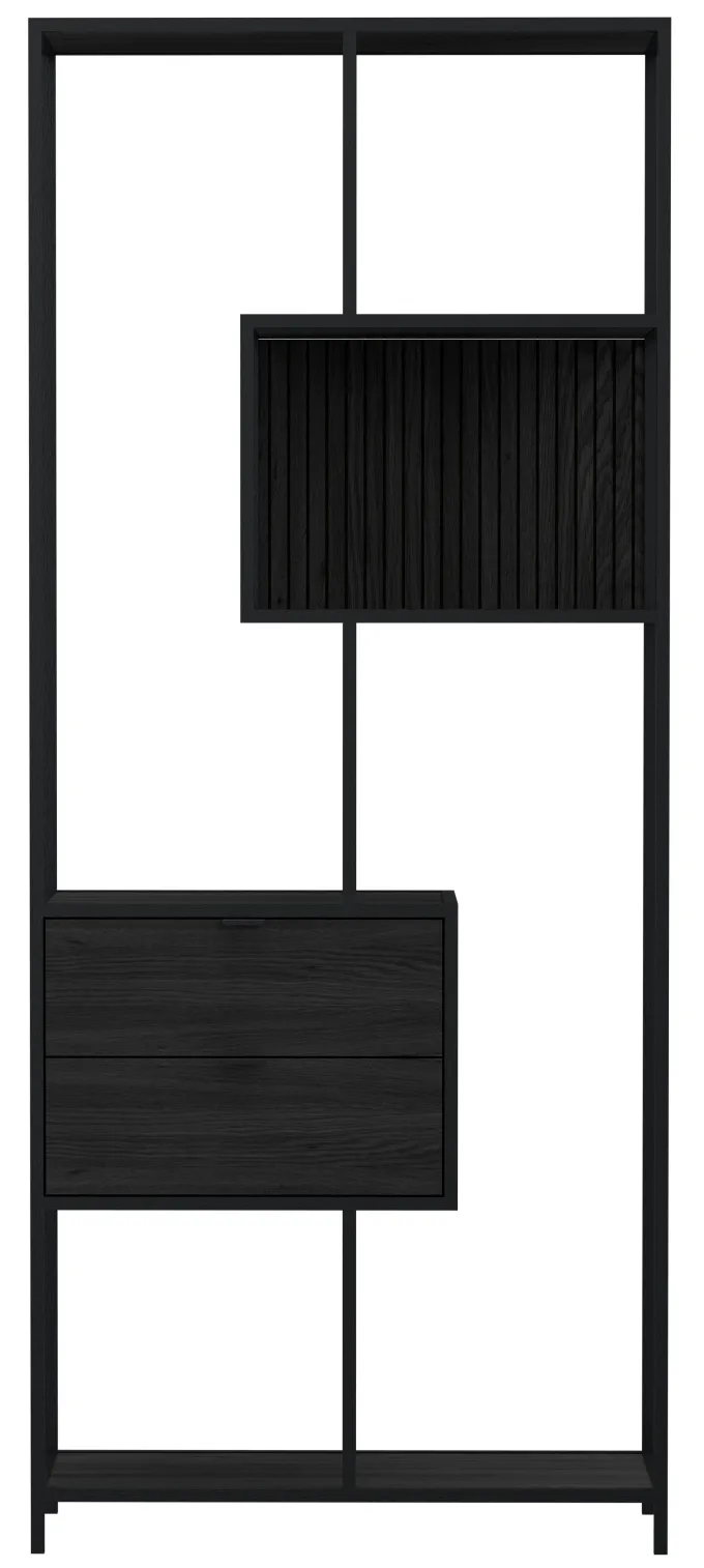 Notting Hill Bokhylla med 2 Lådor 185x77x35 cm Svart