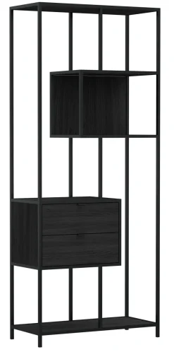 Notting Hill Bokhylla med 2 Lådor 185x77x35 cm Svart