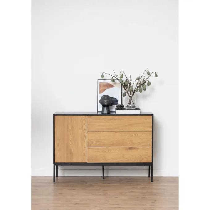 Notting Hill Sideboard 3 lådor 120x40x82 cm Svart/Ek