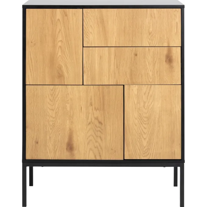 Notting Hill Sideboard 2 lådor 103x80x40 cm Svart/Ek