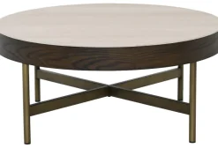 Novum Satsbord 90/55 cm Rund Brun / Bronz / Keramisk Travertin