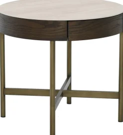 Novum Sidobord 55 cm Rund Brun / Bronz / Keramisk Travertin
