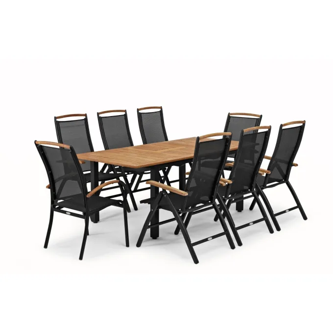Nydala Utebord 96x150/200 cm Svart/Teak