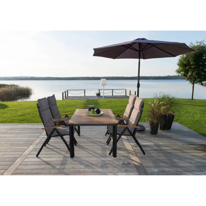 Nydala Utebord 96x150/200 cm Svart/Teak