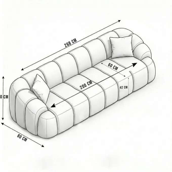 Octavio (268 x 70 x 80 cm) 4-sits soffa Marinblå