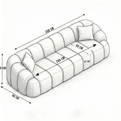 Octavio (268 x 70 x 80 cm) 4-sits soffa Kakelröd
