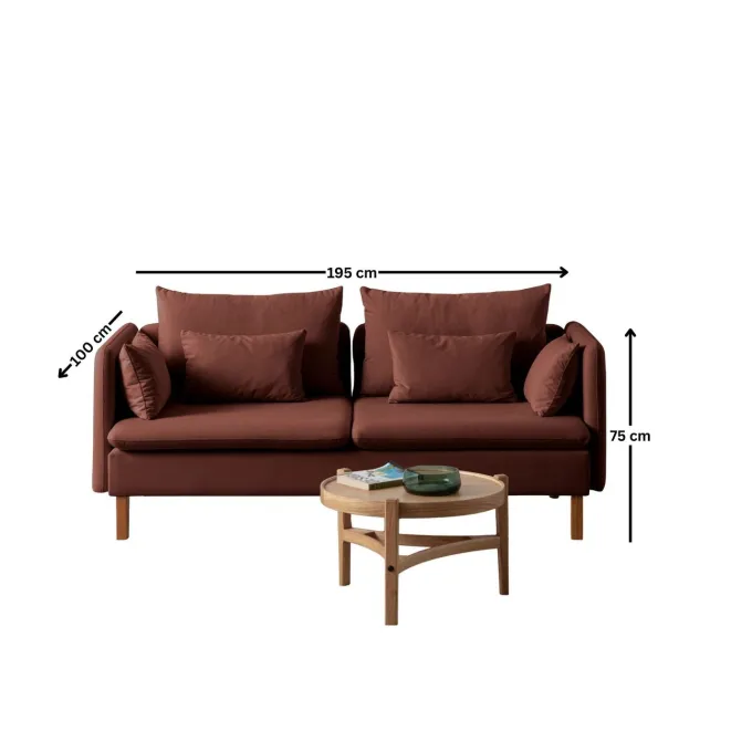 Oslo (195 x 75 x 100 cm) 3-sitssoffa Kakelröd