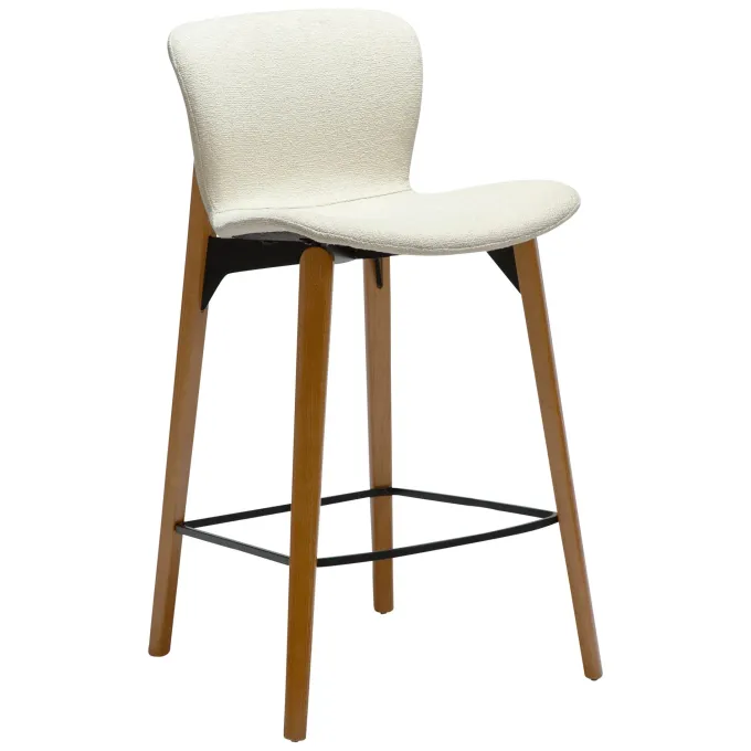Paragon Barstol Bone White bouclé, Oak