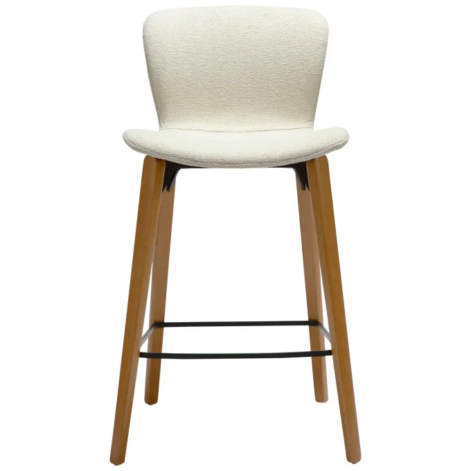Paragon Barstol Bone White bouclé, Oak