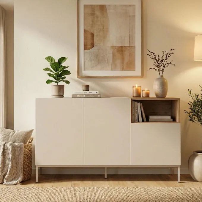 Paramaribo 140 (140 x 80 x 41,8 cm) Konsolbord Sandsten naturlig ek