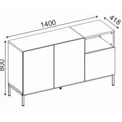 Paramaribo 140 (140 x 80 x 41,8 cm) Konsolbord Sandsten naturlig ek