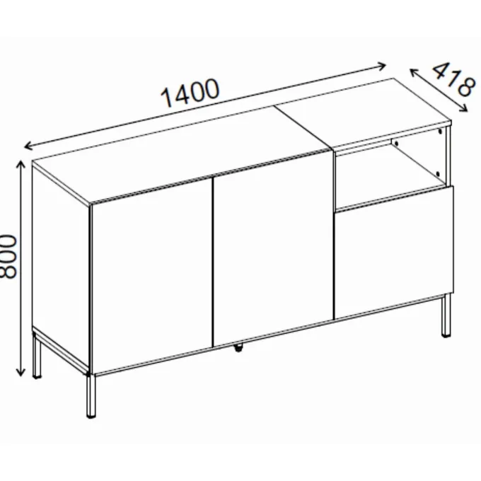 Paramaribo 140 (140 x 80 x 41,8 cm) Konsolbord Sandsten naturlig ek