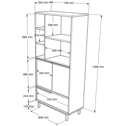 Paramaribo Cabinet (74,8 x 161,6 x 35,5 cm) Valnöt Förvaringsskåp