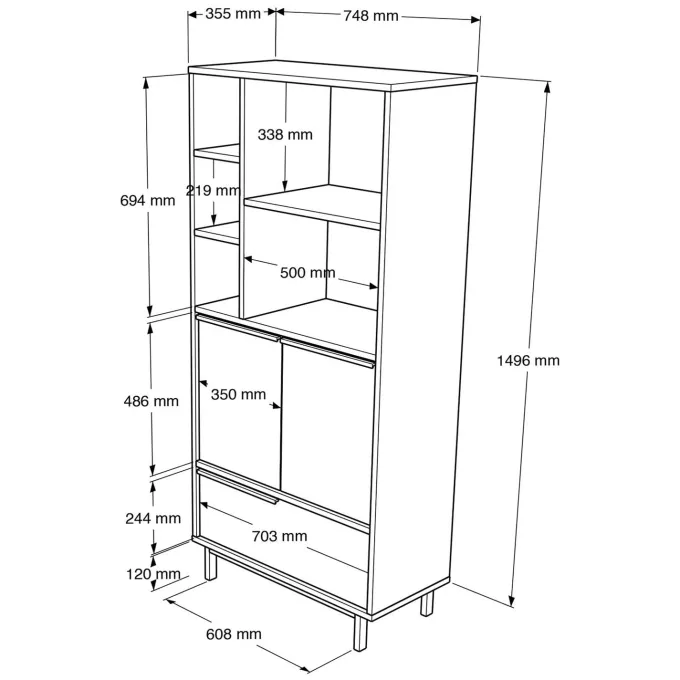 Paramaribo Cabinet (74,8 x 161,6 x 35,5 cm) Valnöt Förvaringsskåp