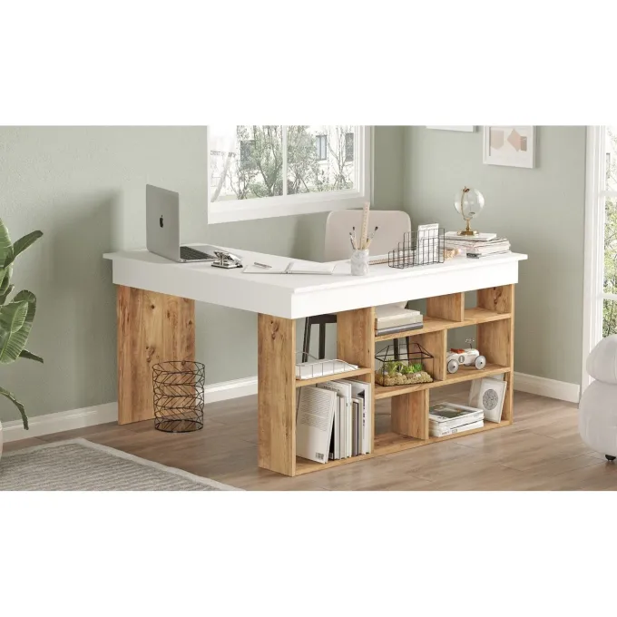 Paramaribo Five (129 x 72 x 120 cm) Skrivbord Atlantisk furu vit