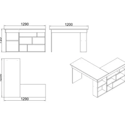 Paramaribo Five (129 x 72 x 120 cm) Skrivbord Atlantisk furu antracit