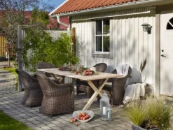Paulina Fåtölj rustik konstrotting med beige dyna