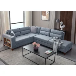 Porto (230 x 90 x 150 cm) Hörnsoffa-bäddsoffa Grå, Vänster