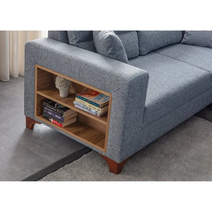 Porto (230 x 90 x 150 cm) Hörnsoffa-bäddsoffa Grå, Vänster