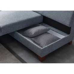 Porto (230 x 90 x 150 cm) Hörnsoffa-bäddsoffa Grå, Vänster