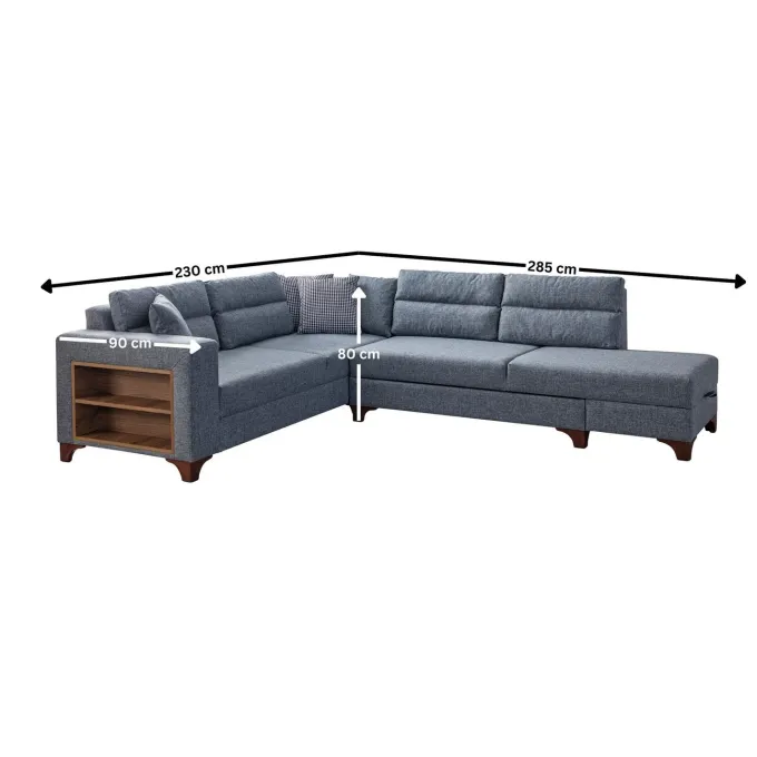 Porto (230 x 90 x 150 cm) Hörnsoffa-bäddsoffa Grå, Vänster