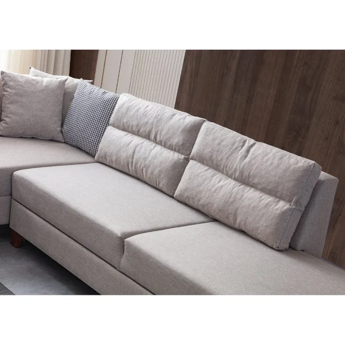 Porto (230 x 90 x 150 cm) Hörnsoffa-bäddsoffa Creme, Vänster