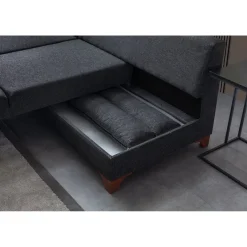 Porto (230 x 90 x 150 cm) Hörnsoffa-bäddsoffa Antracit, Vänster