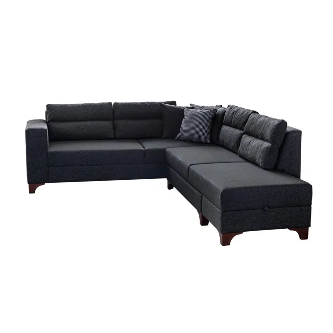 Porto (230 x 90 x 150 cm) Hörnsoffa-bäddsoffa Antracit, Vänster