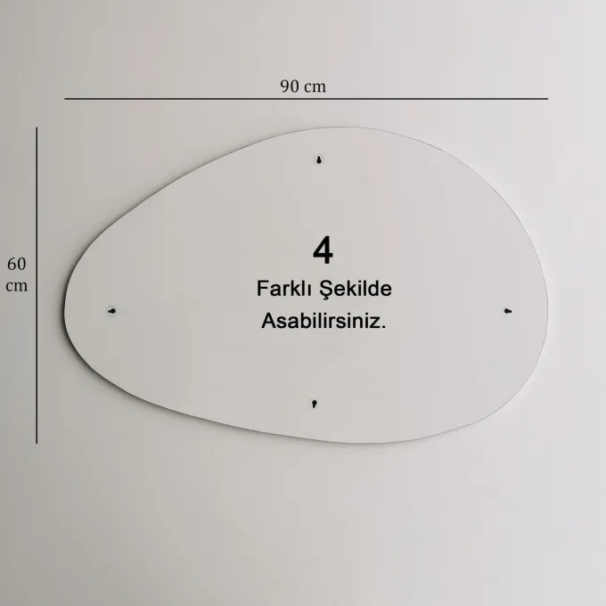 Porto Ayna 90x60 cm (90 x 60 x 1,2 cm) Vit Spegel