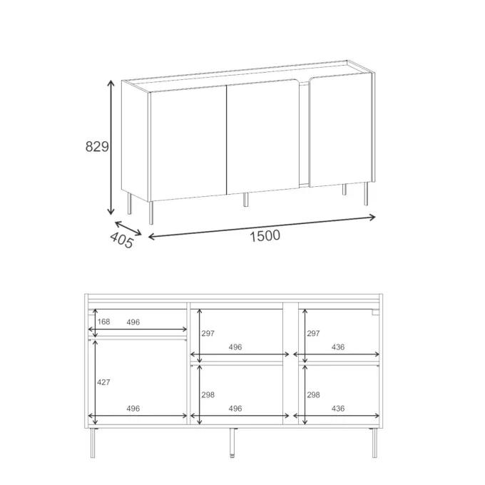 Prague (150 x 82,9 x 40,5 cm) Konsolbord Sandsten naturlig ek