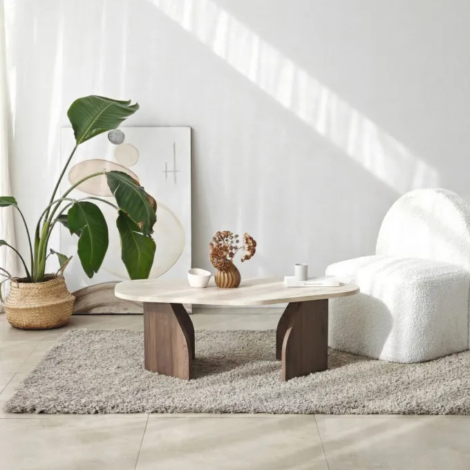Praia (100 x 35 x 60 cm) Travertin Valnöt Skrivbord