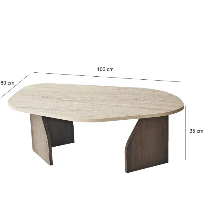Praia (100 x 35 x 60 cm) Travertin Valnöt Skrivbord