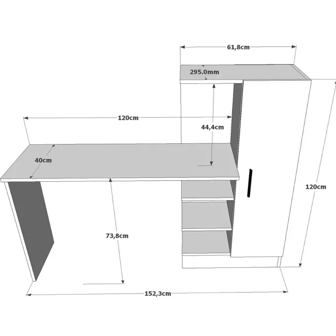 Quito (152,3 x 120 x 40 cm) Skrivbord Atlantisk furu vit