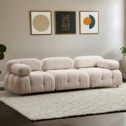 Quito 3-sits (288 x 95 x 75 cm) Bouclette 3-sitssoffa Creme