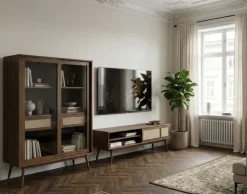 Raquel 160 cm Glas Skåp Rökt ek