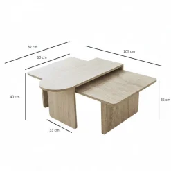 Reykjavik (82 x 40 x 33 cm) Soffbordsset Brons travertin