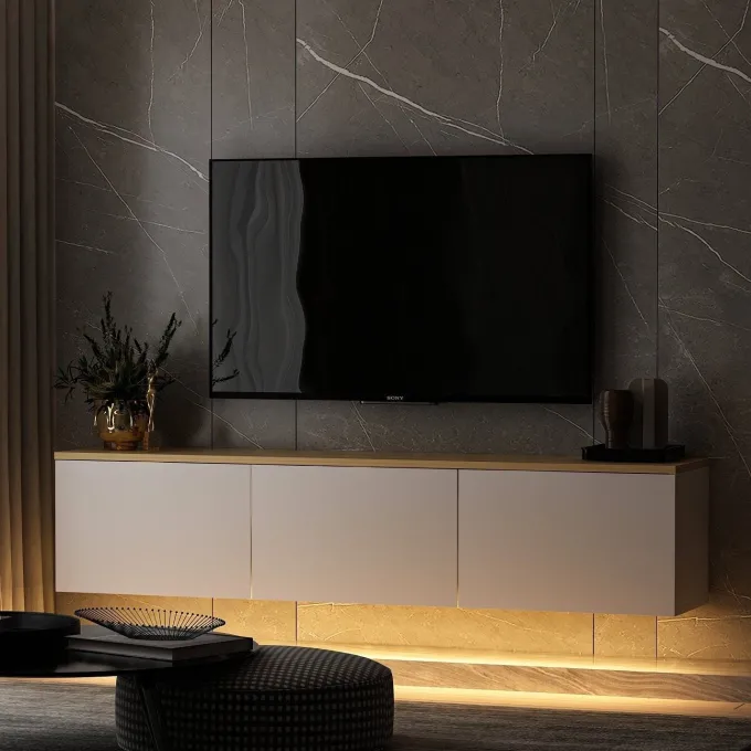 Reykjavik (160 x 35 x 32 cm) vit ek TV-bänk