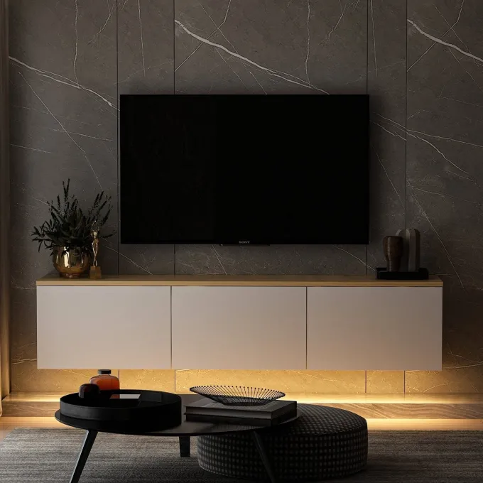 Reykjavik (160 x 35 x 32 cm) vit ek TV-bänk
