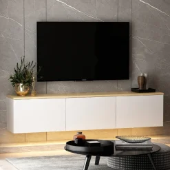 Reykjavik (160 x 35 x 32 cm) vit ek TV-bänk