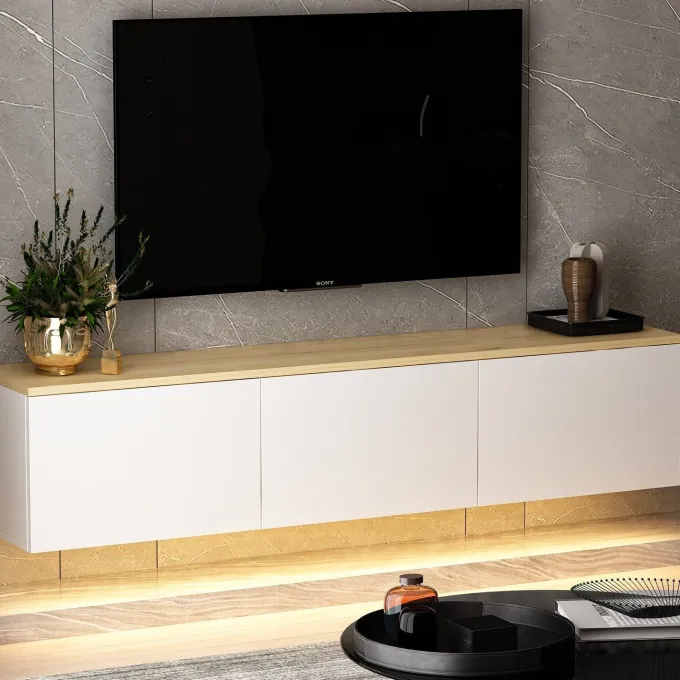 Reykjavik (160 x 35 x 32 cm) vit ek TV-bänk