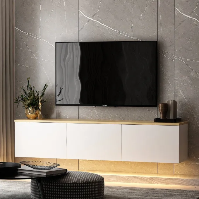Reykjavik (160 x 35 x 32 cm) vit ek TV-bänk