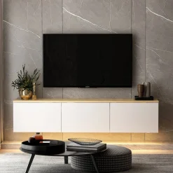 Reykjavik (160 x 35 x 32 cm) vit ek TV-bänk