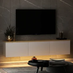 Reykjavik (160 x 35 x 32 cm) vit ek TV-bänk