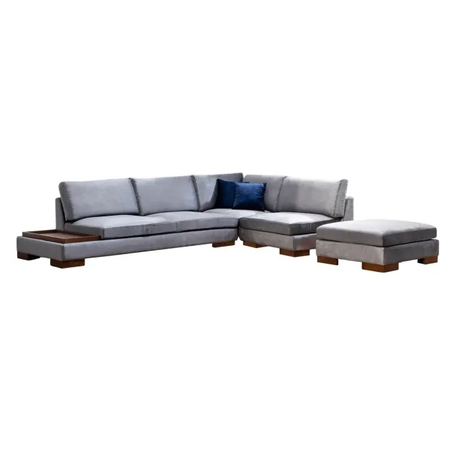 Reykjavik hörn med puff (313-193 x 97 x 80 cm) Hörnsoffa Mörkgrå