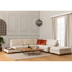 Reykjavik hörn med puff (313-193 x 97 x 80 cm) Hörnsoffa Beige