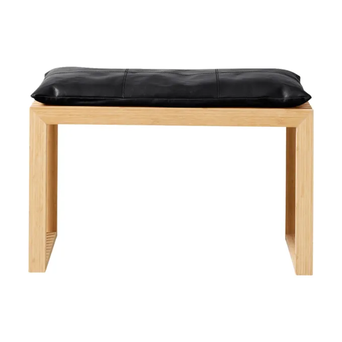 Rib Bänk 2-sits i Bambu med Skinndyna Svart