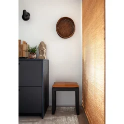 Rib Set Pall Svart Mahogny, Ljusbrun Sittdyna
