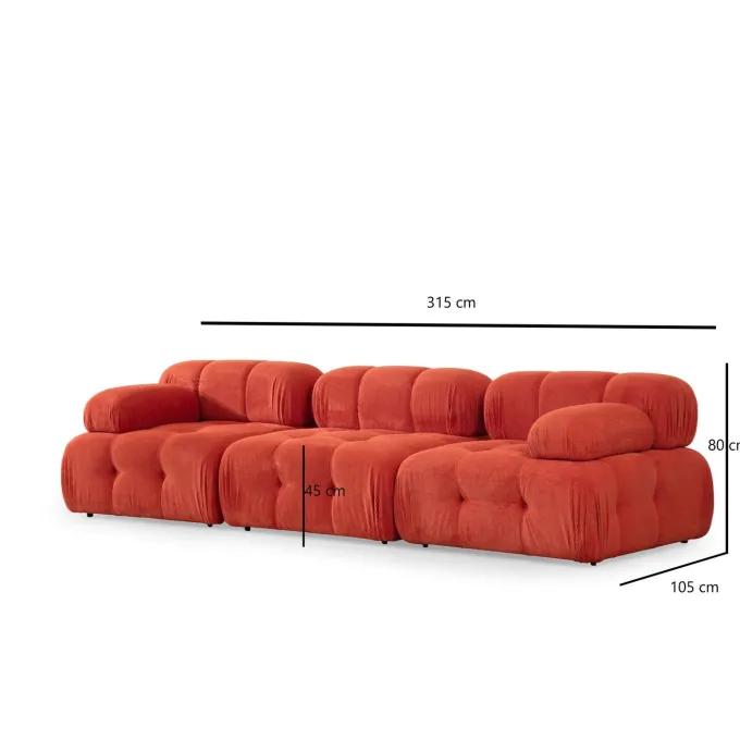 Riga 3-sits (300 x 100 x 80 cm) 3-sitssoffa Röd